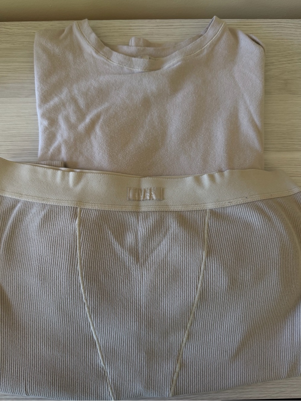 SKIMS Cream Ribbed Tank & Skirt Set